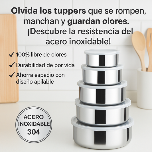 Pack 5 recipientes de acero inoxidable - EcoSteel