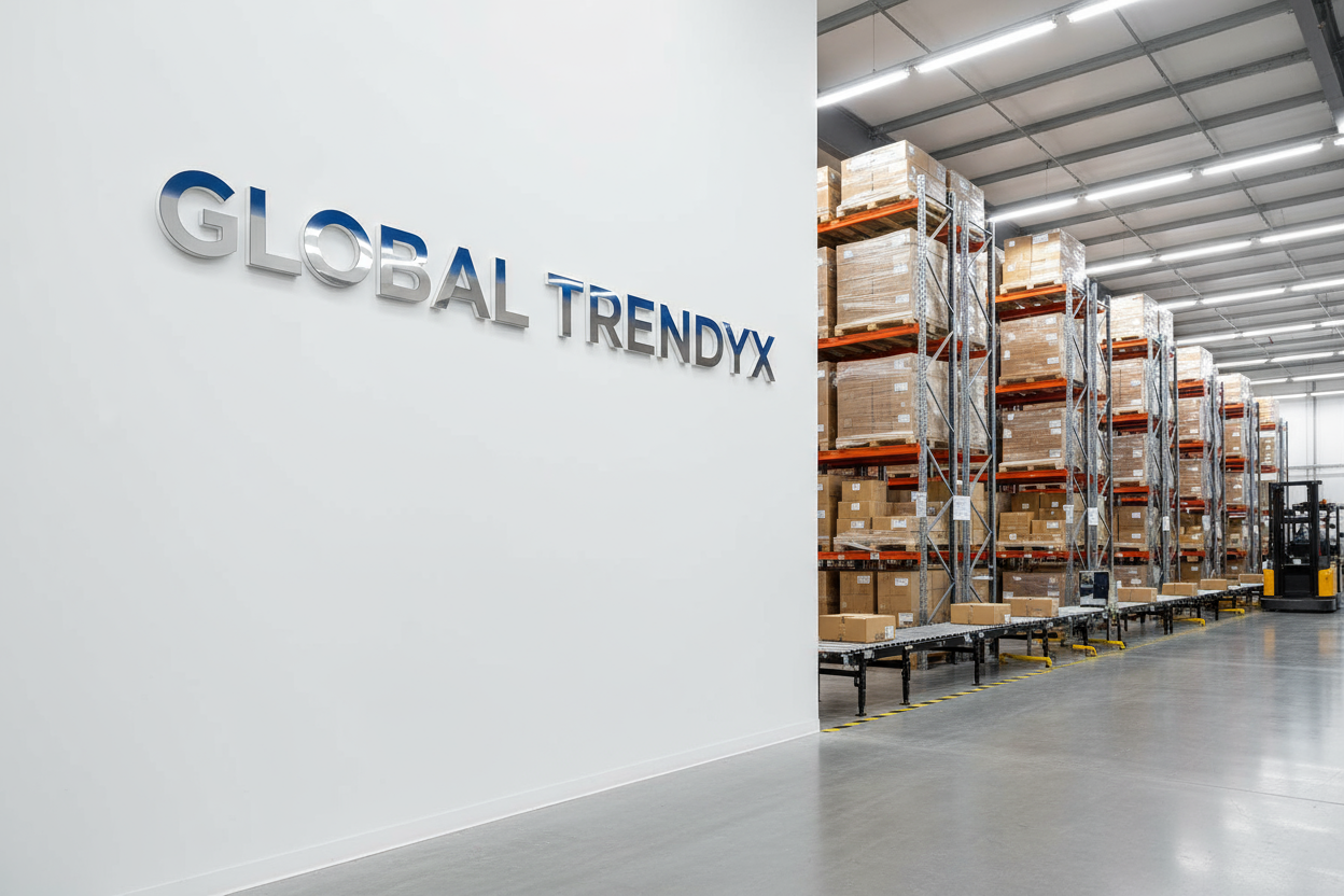 Logo GLOBAL TRENDYX en almacén