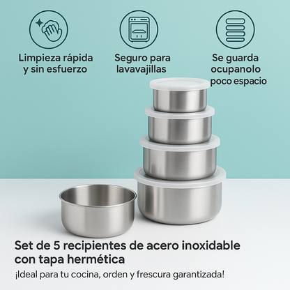 Pack 5 recipientes de acero inoxidable - EcoSteel